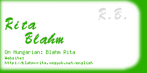 rita blahm business card